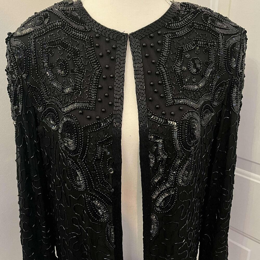 Vintage 80's AP LTD Silk Beaded Sequined Embellished Jacket Size Medium